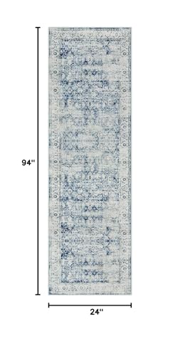Morebes Vintage Washable Laundry Room Rugs and Mats,2.5x8 Blue Runner Rug Non Slip,Long Runner Rug for Entryway Indoor, Distressed Throw Rug Indoor Entrance Floor Carpet Runner, Blue - color: Blue/Multi, size: 2.5' x 8' (Runner)