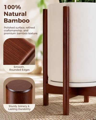 Bamworld 16.9in Adjustable Plant Stand Indoor Plant Stand Reddish Brown - color: Reddish Brown, size: 16.9in
