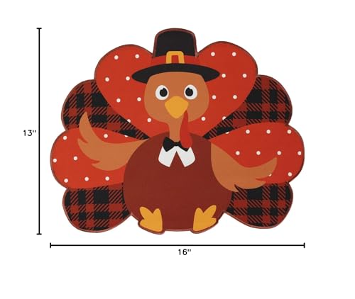 Feuille Thanksgiving Placemats Set of 4 - Fall Placemats for Dining Table Orange Brown Plaid, Harvest Turkey Placemats for Fall Autumn Thanksgiving Decorations - style: Turkey
