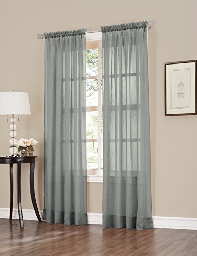 No. 918 Erica Crushed Sheer Voile Rod Pocket Curtain Panel, 51" x 63", Charcoal Gray - color: Charcoal Gray, size: 51"W x 63"L (Pack of 1)