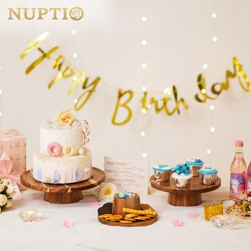 NUPTIO Wooden Cake Stand, Acacia Wood Cupcake Holder, 11.5 Inch - size: 11.5" Diameter