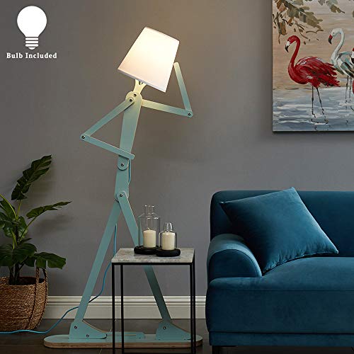 Cool Tall Reading Wood Floor Lamp, LED Buld Included, Aqua Green - color: Green