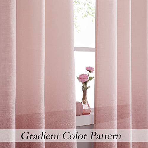 Central Park Ombre Backtab Semi Sheer Curtain, Cream White to Pink, 50"x95" - color: Pink, size: 50"W x 95"L (Pack of 2)