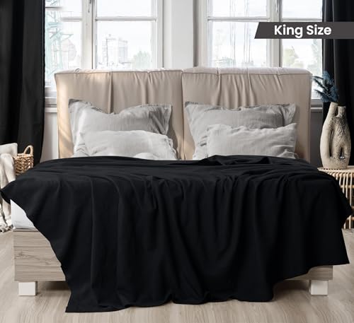 Utopia Bedding 100% Cotton Thermal Blanket Black King, 90x108 Inches - color: Black, size: King