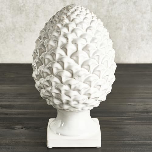 Elements 6.54x6.54x10.94 Inch White Ceramic Pinecone Figurine Durable Design for Everyday Use in Home Kitchen Dining and Entertaining Settings