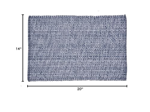 Urban Villa Two Tone Placemat Cotton Tablemat 14x20 (Set of 6) Blue White - color: Blue/White, size: 14" x 20"