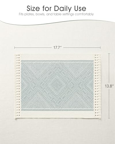 Placemats Set of 6, 13.8 x 17.7 Inch, Polyester, Jacquard Woven - color: Polyester-13.8 X 17.7inch-sage Green