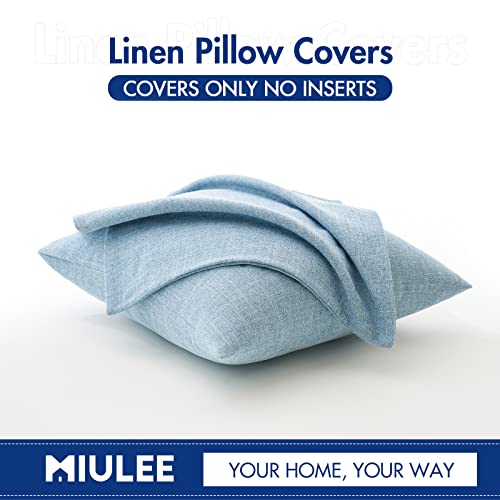 MIULEE Pack of 2 Linen Textured Pillow Covers, 18x18 Inch Light Blue - color: Light Blue, size: 18" x 18" (Pack of 2)
