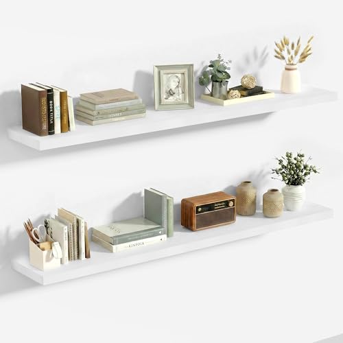 Vivelove 10 Inch Deep Floating Shelves for Wall 48” Set of 2, White - color: White, size: 47.2”wx10.2”dx1.5”h