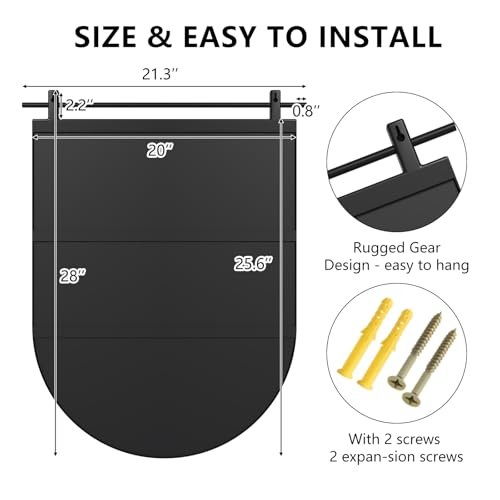 Black Arch Bathroom Mirror 28"x20" Matte Black Wall Mounted Vanity Metal Frame Barn Door Mirrors Farmhouse Mirror for Bathroom, Entryway, Living Room Wall Decor - color: Black-arched, size: 28"L x 20"W