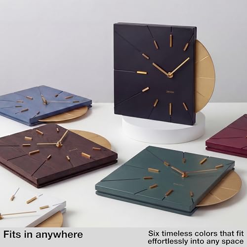 Driini Black and Gold Mid Century Modern Wall Clock, Battery Operated - color: Black