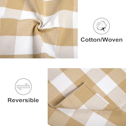 Khaki and White Outdoor Rug 2'x4.3',Cotton Washable Front Porch Rug - color: Khaki White, size: 2' x 4'3" (Rectangular)