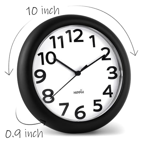 HIPPIH 10 Inch Wall Clock, 2Pack Silent Non Ticking Battery Operated Clocks - color: With Black Second Hand, size: 10 inches