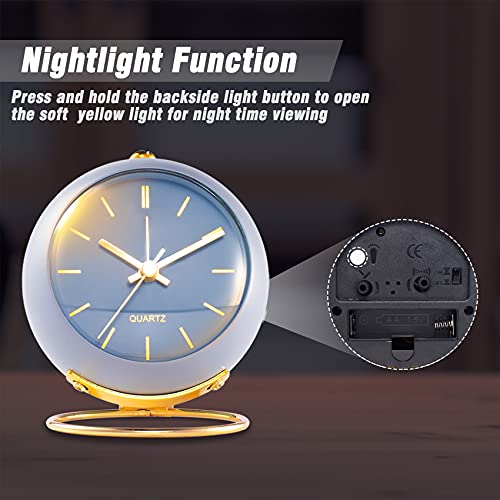 AYRELY® Battery Operated Analog Desk Alarm Clock with Light, Table Clock - color: Blue