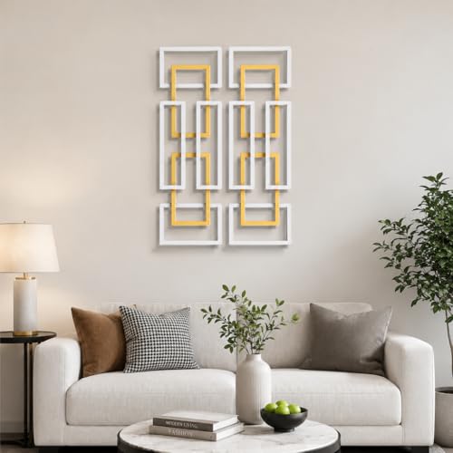 JFUJFU Minimalist Geometric Metal Wall Art Set of 2 for Home & Office - color: Silver