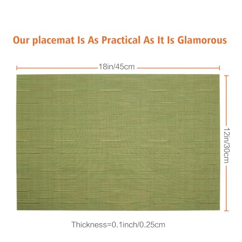 Green Vinyl Placemats Set of 8,Washable Dining PVC Table Mats - color: A-green, size: 8PCS 12"Wx18"L