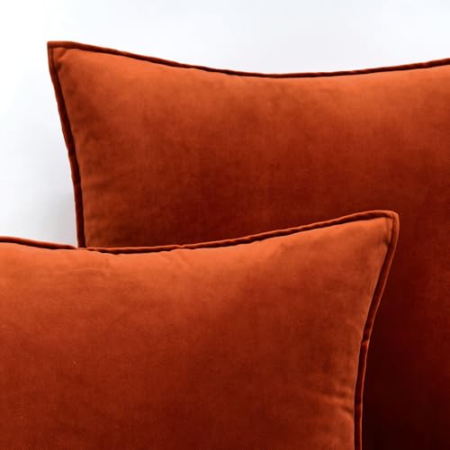 MIULEE Fall Decorative Burnt Orange Velvet Throw Pillow Covers 18x18 Inch - color: Burnt Orange, size: 18" x 18" (Pack of 2)