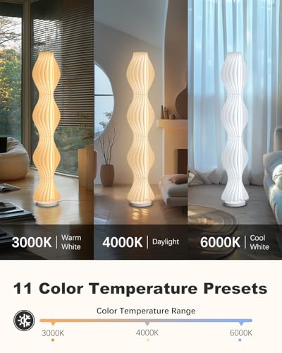 TACAHE Wavy Floor Lamp - 3 Color Temp & Dimmable