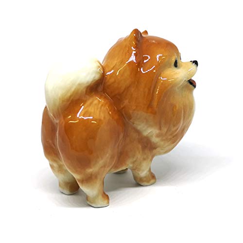 Handmade Ceramic Brown Standing Pomeranian Figurine, Shelf Decor