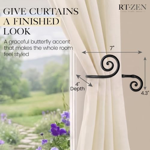 RTZEN Metal Curtain Tiebacks, Drapery Holders for Wall, 2 Pcs - size: Large, style: Swirly