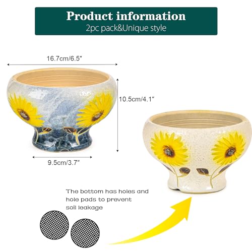 Sungmor 4in Ceramic Succulent Planters Style-e (Dia.: 6.9inch & H: 4.3inch) - color: Style-e (Dia.: 6.9inch & H: 4.3inch)