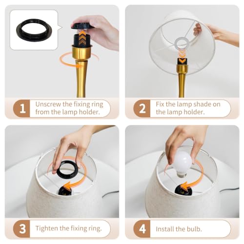 ONEWISH Touch Table Lamp for Bedroom, 3-Way Dimmable Gold Bedside Lamps for Nightstand with Fabric Shade,17.32'' Desk Lamp for Kids Reading, Home Office - color: Beige Linen Mushroom Shade & Gold Base