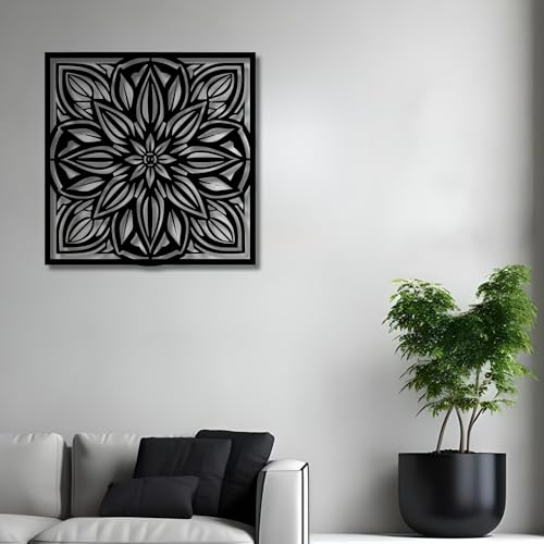 Metal Wall Decor | 17'' x 17'' x 0.05'' Mandala Art Themed Wall Decorations | Handmade Indoor and Outdoor Wall Art (17'' x 17'', Mandala, Black) - size: 17'' x 17'', style: Mandala