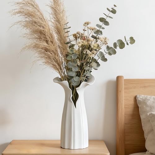 Abstract Irregular Ceramic Vase, White - size: 16" x 12" x 28"