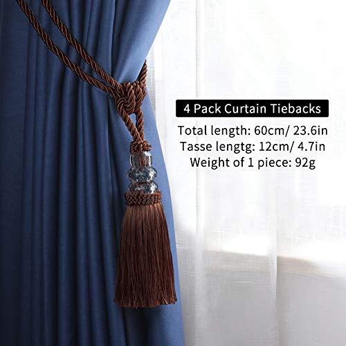 BEL AVENIR 2 Pack Curtain Tiebacks Hand-Woven Holdbacks Tassels Tiebacks - color: Coffee, size: 2 Pack