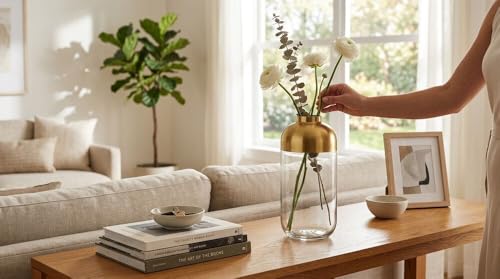 Mikasa Grey Gold Bud Vase 7.5 Inches, Decorative Flower Vase for Home Decor, Tabletop Centerpiece, Modern Living Room & Wedding Accent