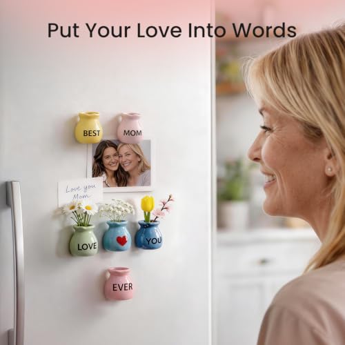 6 Pcs Mini Vase Fridge Magnets, Cute Refrigerator Magnets for Mom Gifts - color: 6 Pack for Mom