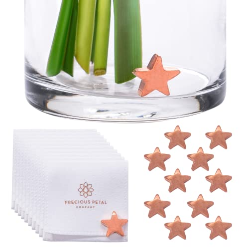 Flower Food Alternative for Fresh Cut Flowers. Copper Charm Keeps Flower Water Clean and Clear. Just Place it in the Vase, Reusable Star 10 - color: Star, size: Pack of 10