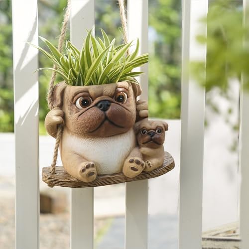 Saysmile Unique Resin Plant Hangers Outdoor Gift Ideas for Mother - color: Dog-brown