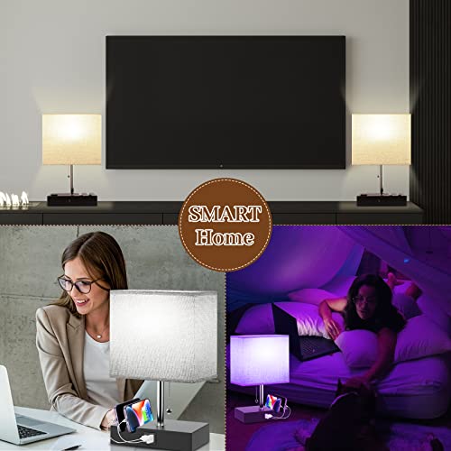 Smart RGB Dimmable Table Lamp Compatible with Alexa&APP&Remote Control, Gray - color: Gray, size: 1 Pack