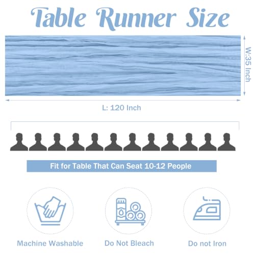 10FT Cheesecloth Table Runner Boho Party Home Decorations - color: Baby Blue, size: 35" x 120"-6 Pack