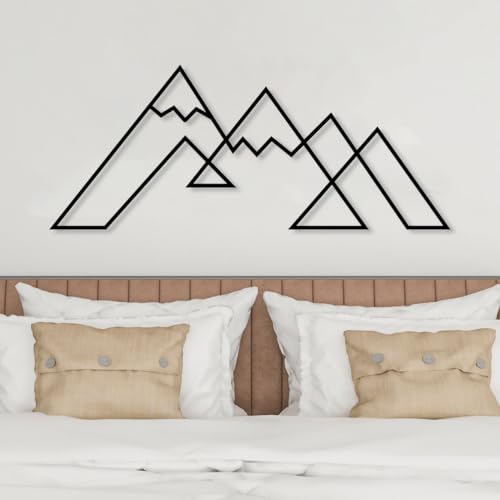 DecoSoul Mountain Metal Wall Art Decor, Large Metal Mountain Wall Art, Snowy Range View Wall Decoration, Minimalist Home Decor, Nature Decorations, Office Art, Housewarming Gift - style: Snowy Mountain