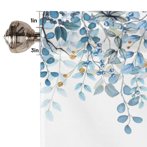 Eucalyptus Leaves Valances for Windows 2 Panels, 42x12 in - color: Eucalyptus Leaves-blue, size: 42"W x 12"L (Pack of 2)
