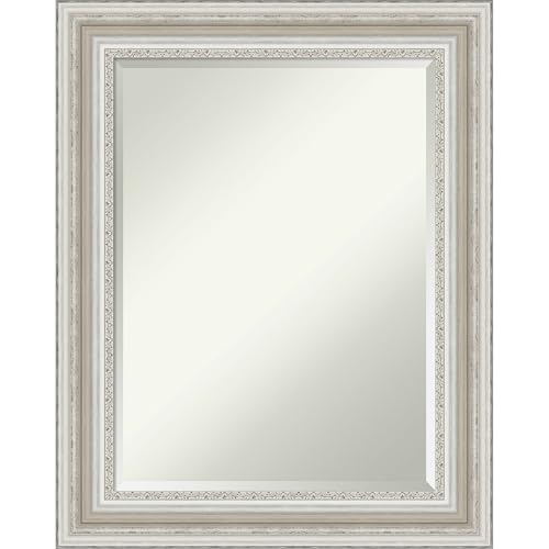 Amanti Art 오버 싱크대용 실버 욕실 거울, 76.2 x 61cm(30 x 24인치) 팔러 실버 직사각형 화장대 거울, 중간 전통 프레임, 수평 및 수직으로 걸 수 있음, 욕실 벽 장식, 경사진 가장자리 - color: 팔러 실버 V1, size: 30"L x 24"W
