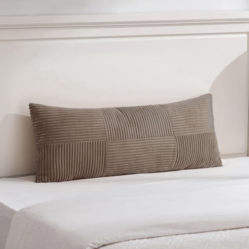 Fancy Homi Set of 2 Light Brown Striped 14x36 Inch Throw Pillow Covers - color: Light Brown, size: 36" x 14" (Pack of 2)