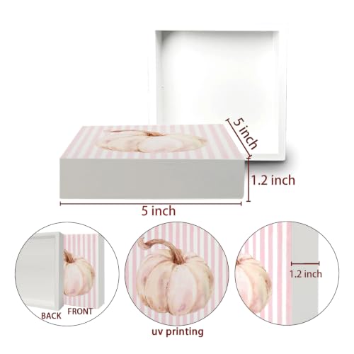 Pastel Pink Fall Pumpkin Wooden Box Sign Desk Decor,Fall Room Decor - color: Pastel Pink Fall