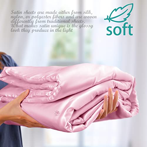 Vonty Blush Pink Satin Throw Blanket 50x60In, Cooling Silky Wrinkle-Free - color: Blush Pink, size: 50" x 60"