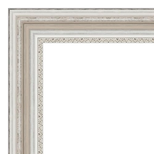 Amanti Art 오버 싱크대용 실버 욕실 거울, 71.1 x 86.4cm(28 x 34인치) 팔러 실버 직사각형 화장대 거울, 대형 전통 프레임, 수평 및 수직으로 걸 수 있음, 욕실 벽 장식, 경사진 가장자리 - color: 팔러 실버 V1, size: 34"L x 28"W