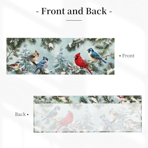 Worltoldb Winter Cardinal Bird Curtain Valance Short Rod Pocket Window Treatment for Living Room Bedroom Kitchen Bathroom 1 Panel 54" W x 18" L - color: Winter Cardinal Bird