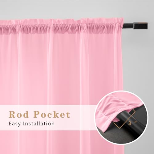 Non-See-Through Pink Privacy Sheer Curtains 84 Inch Long 2 Panels - color: Pink, size: 52"W x 84"L (Pack of 2)