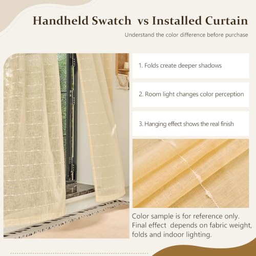 Pale Yellow Sheer Curtains for Living Room 72 Inch Linen 2 Panels - color: Pale Yellow, size: 52"W x 72"L (Pack of 2)