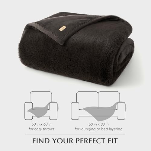 EverGrace Faux Chinchilla Fur Throw Blanket, 60"x80", Espresso Mink - color: Espresso Mink, size: 60"x80"