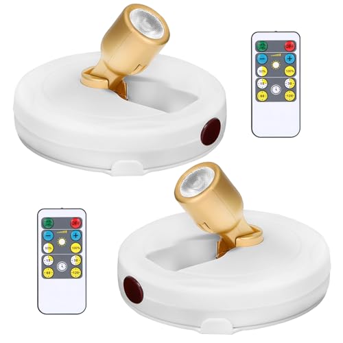 Wireless Spotlight Battery Powered, LED Picture Light with Remote - color: White+Gold