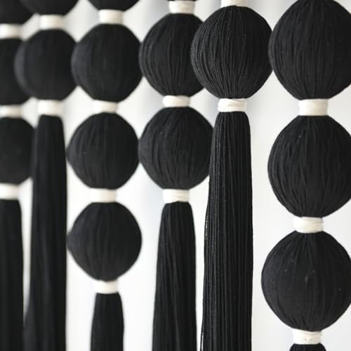 Macrame Wall Hanging Black Sphericity Fiber Yarn Art Boho Decor 39"W*39"L - color: Black