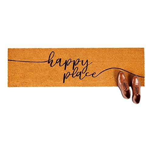 Juvale Natural Coco Coir Large Door Mat, Happy Place Long Outdoor Rug (17 x 60 in) - color: Happy Place Long Outdoor Rug (17 X 60 In)