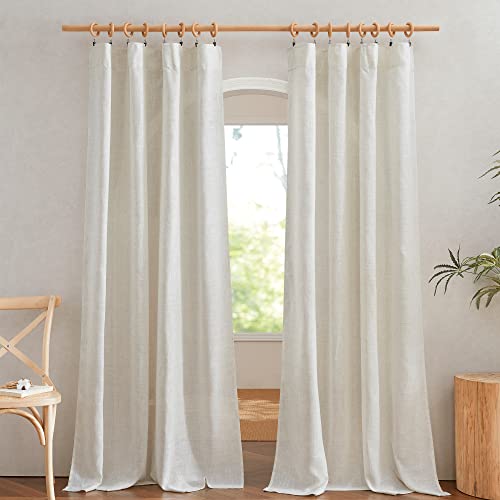 NICETOWN Flax Linen Curtains 84 Inch Long, Burlap, W52xL84, 2 Panels - color: Linen, size: 52"W x 84"L (Pack of 2)